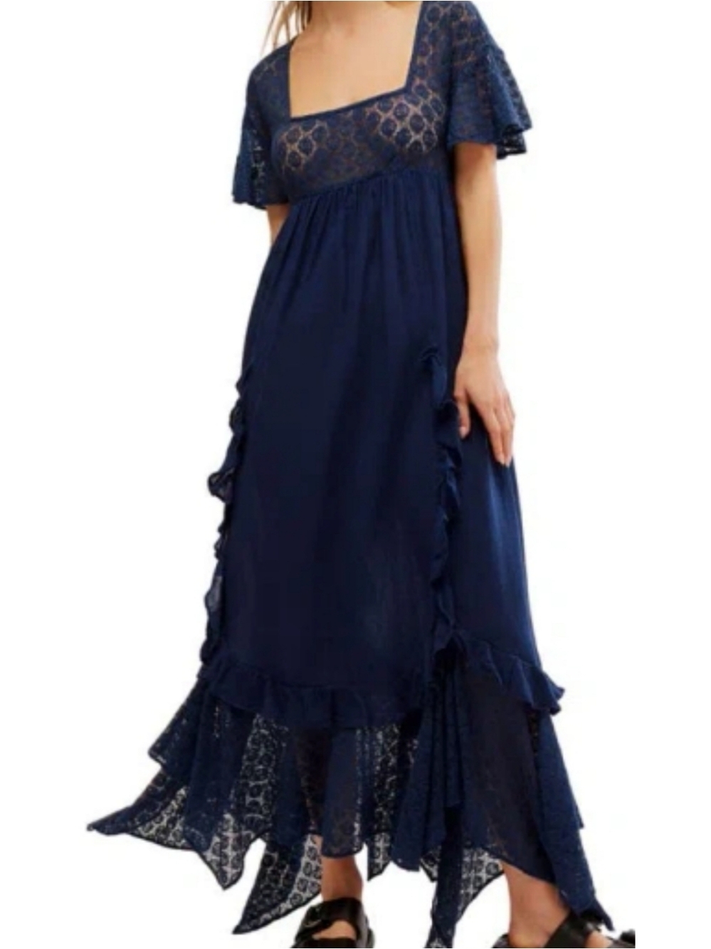Free People Bring The Romance Maxi Dress- Navy
